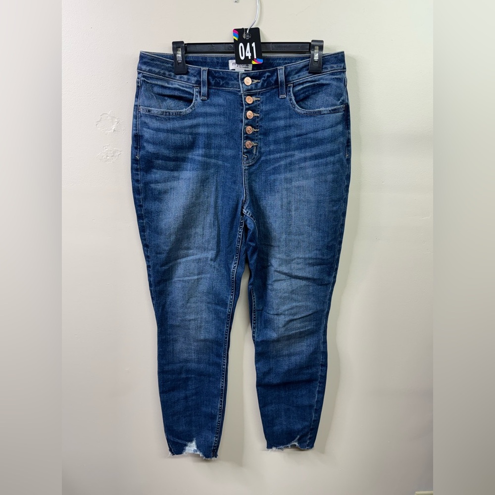 Maurices Dark Blue High-Rise Button-Fly Skinny Jeans